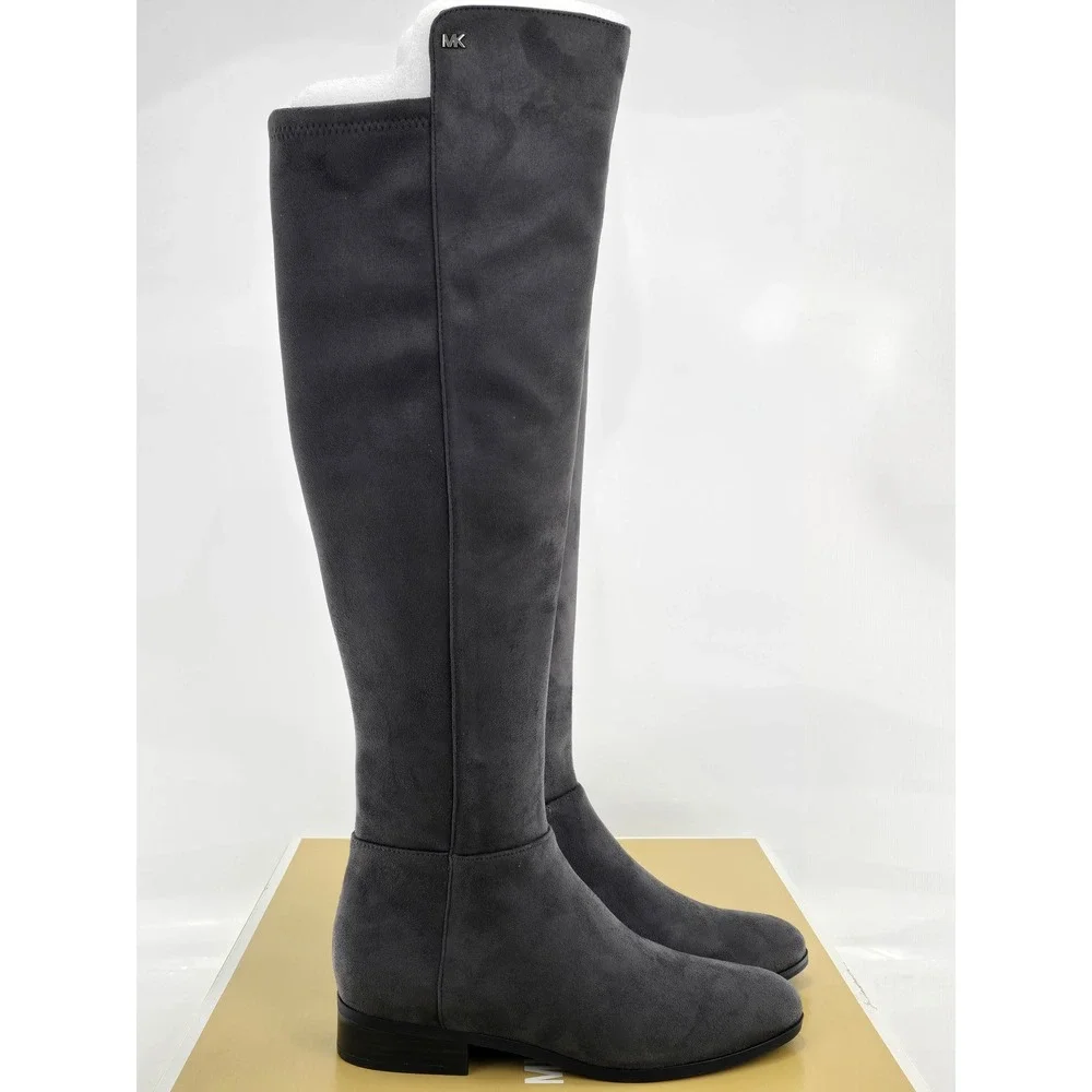 Michael Michael Kors Bromley Flat Boot Womens 5.5 Charcoal Stretch Faux Lthr NEW